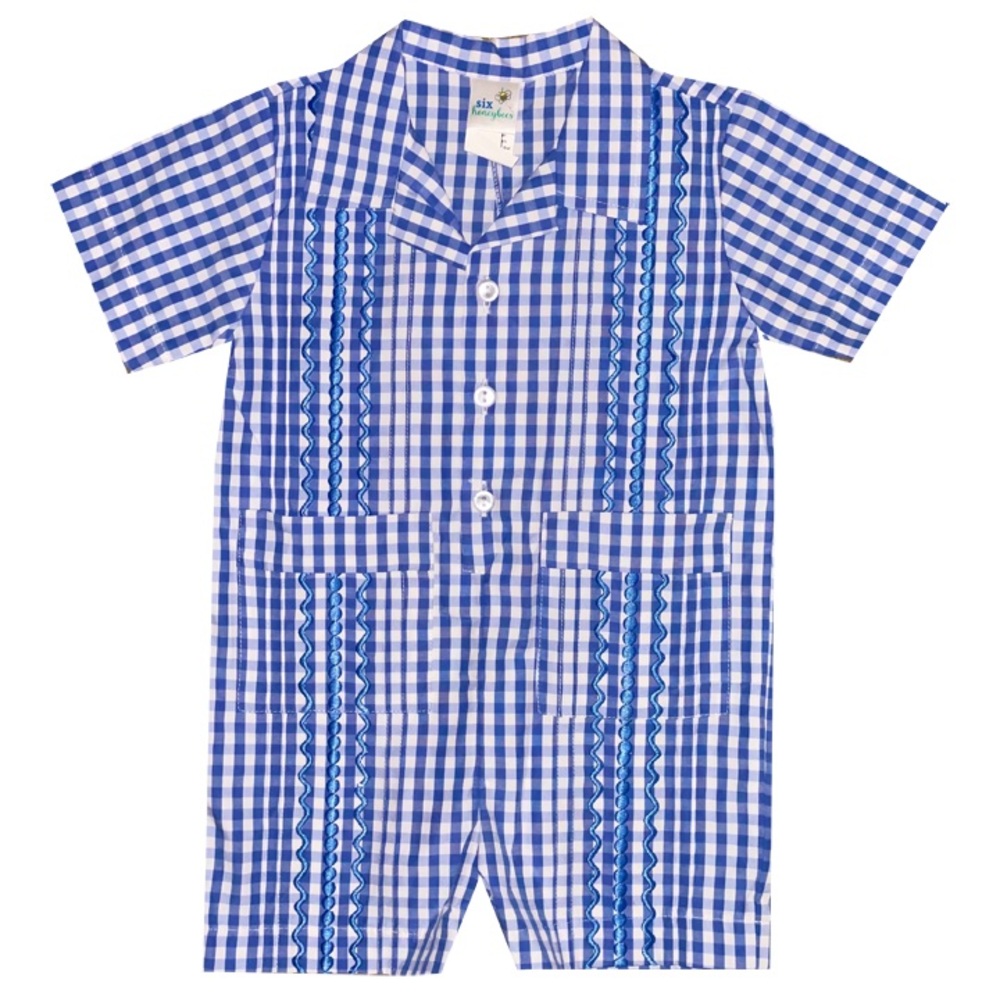 SIX HONEYBEE’S GUAYABERA ROMPER size 24M San Saba color
